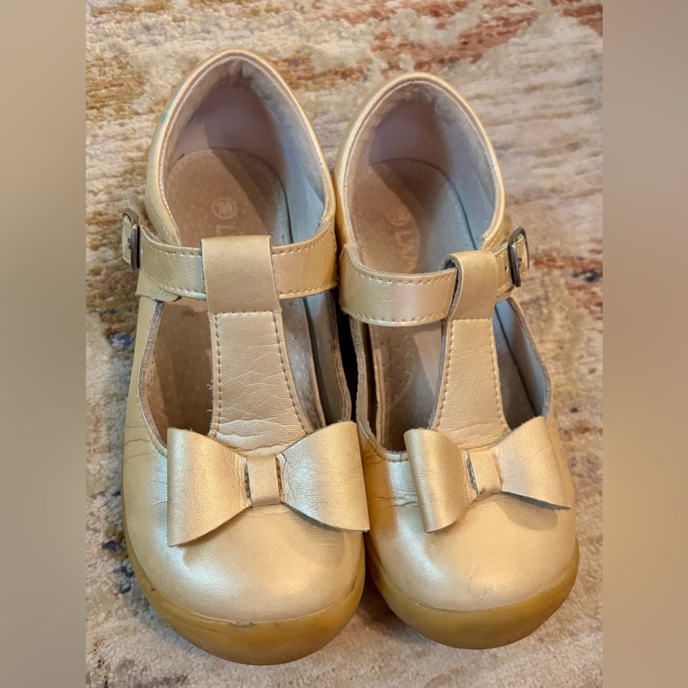 L’Amour Emma T-Strap Gold Mary Jane Shoes
